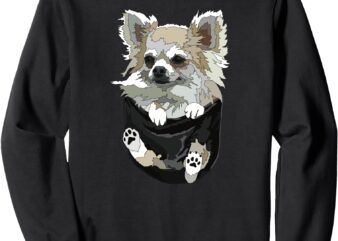 Long Hair Chihuahua Long Haired Chiwawa Dog In Pocket Mom Sweatshirt