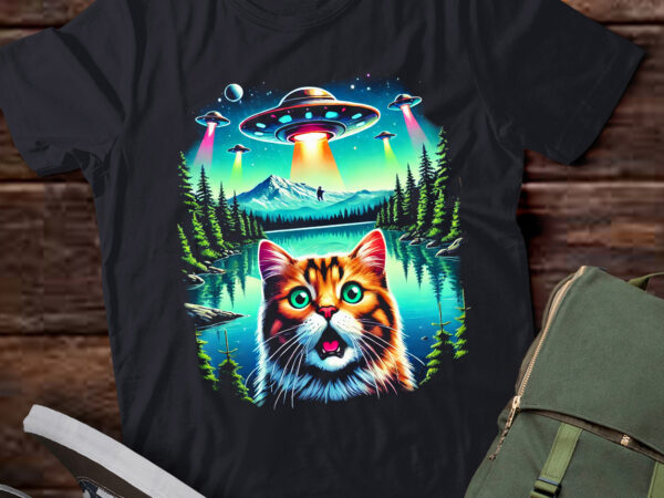 M431 vintage cat encounters – funny alien and cat selfie t shirt designs for sale