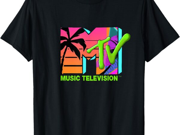 Mademark x mtv – the official mtv logo with retro palms in paradise t-shirt