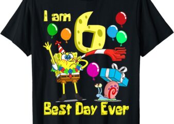 Mademark x SpongeBob SquarePants – SpongeBob I am 6 Years Old Birthday Party T-Shirt