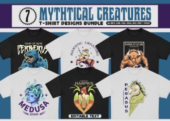 Mythtical Creatures T-Shirt Designs Bundle