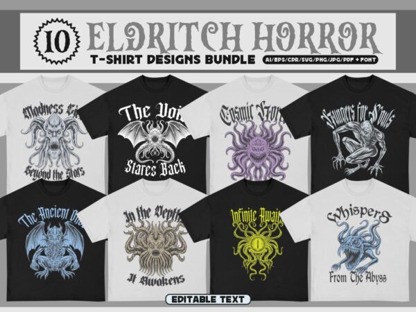 Eldritch horror t-shirt designs bundle