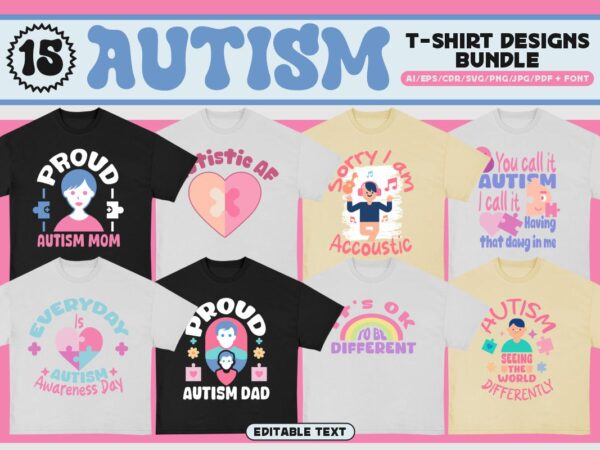 Autism t-shirt design bundle