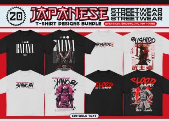 Japanese Streetwear T-Shirt Designs Bundle