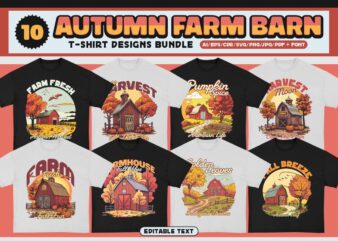 Autumn Farm Barn T-Shirt Designs Bundle