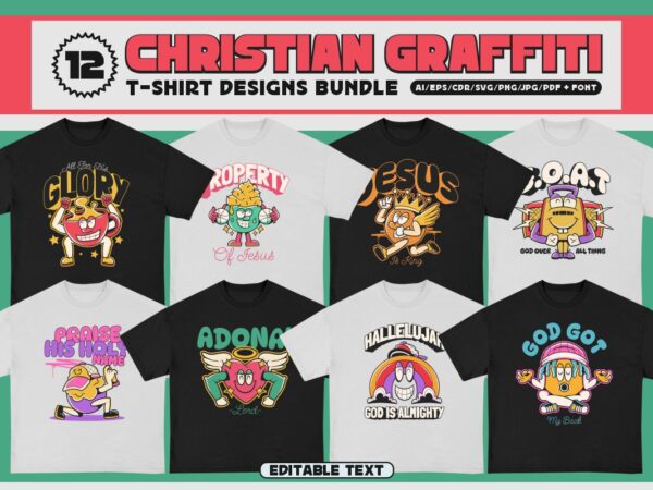 Christian graffiti t-shirt designs bundle