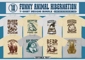 Funny Animal Hibernation T-Shirt Designs Bundle