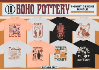 Boho Pottery T-shirt Design Bundle