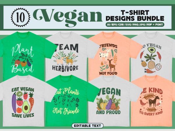 Vegan t-shirt design bundle