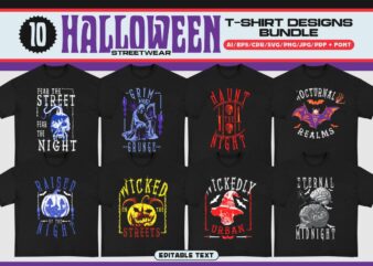 Halloween Streetwear T-shirt Design Bundle