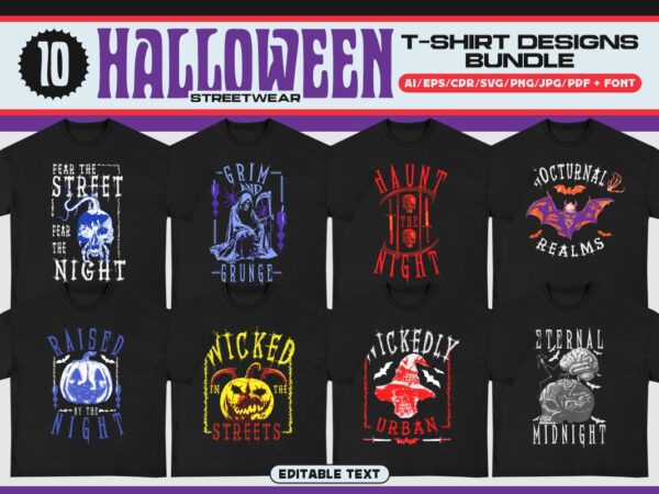 Halloween streetwear t-shirt design bundle