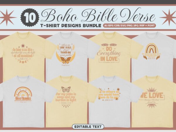 Boho bible verse t-shirt design bundle