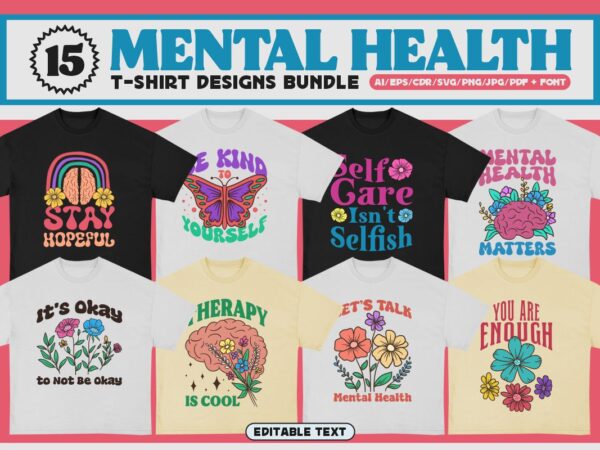 Mental health t-shirt design bundle