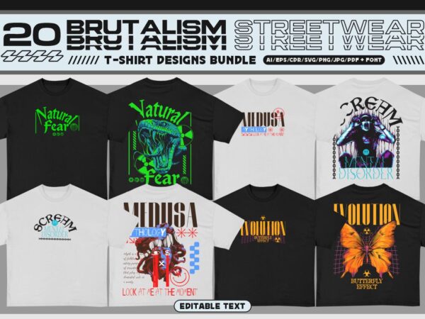 Brutalism streetwear t-shirt design bundle