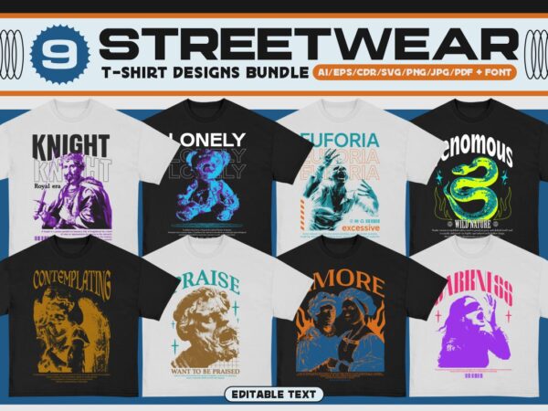 Streetwear t-shirt design bundle