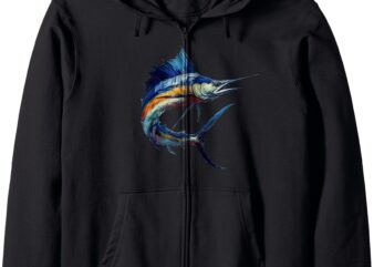 Marlin Majesty – Abstract Art Zip Hoodie t shirt designs for sale