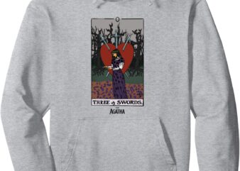 Marvel Agatha All Along Three Of Swords Vintage Tarot Pullover Hoodie