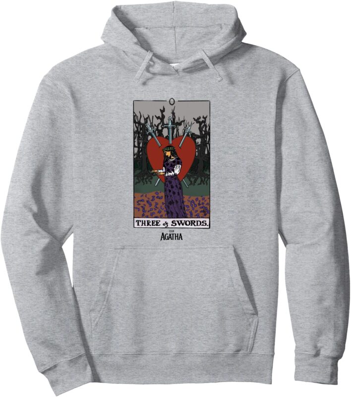 Marvel Agatha All Along Three Of Swords Vintage Tarot Pullover Hoodie