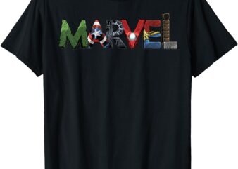 Marvel Avengers Character Text Portrait T-Shirt