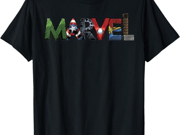 Marvel avengers character text portrait t-shirt