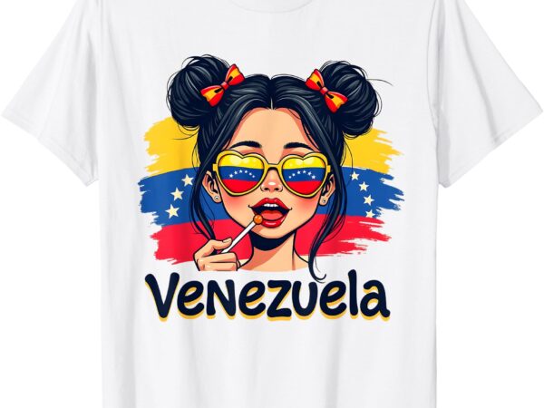 Messy bun girl venezuela pride latina venezuelan women girls t-shirt