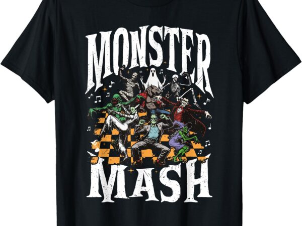 Monster mash retro halloween funny monster spooky womens men t-shirt