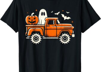 Monster Truck Shirt For Kids Boys Pumpkin Ghost Halloween T-Shirt