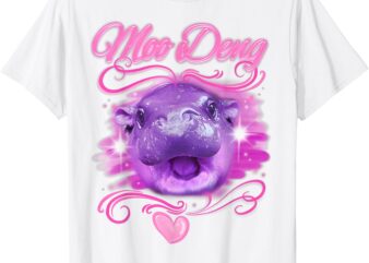 Moo Deng Airbrush Cute Baby Hippo Moo Deng Bouncy Pig T-Shirt