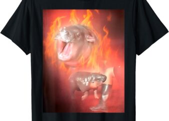 Moo Deng Bouncy Pig in Thai Fire Picture The Cute Baby Hippo T-Shirt