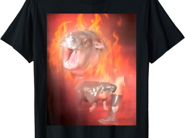 Moo deng bouncy pig in thai fire picture the cute baby hippo t-shirt