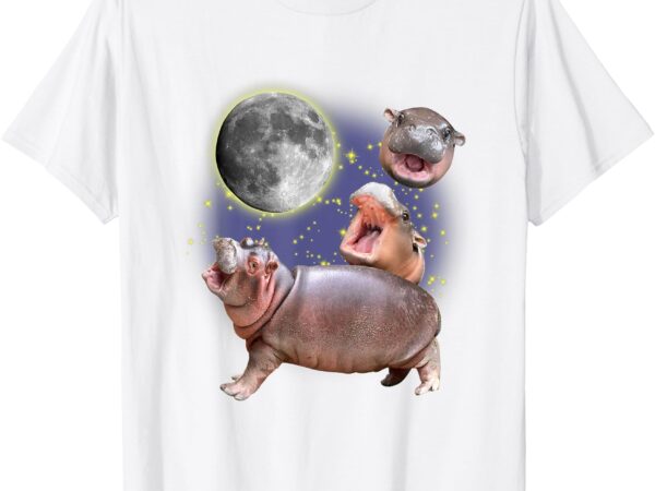 Moo deng bouncy pig in thai picture howling under the moon t-shirt