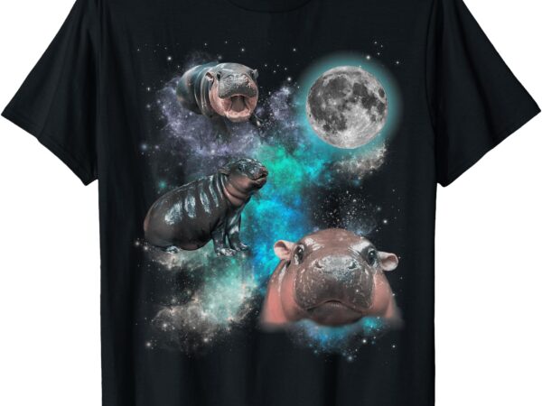 Moo deng three moo deng moon funny hippo t-shirt