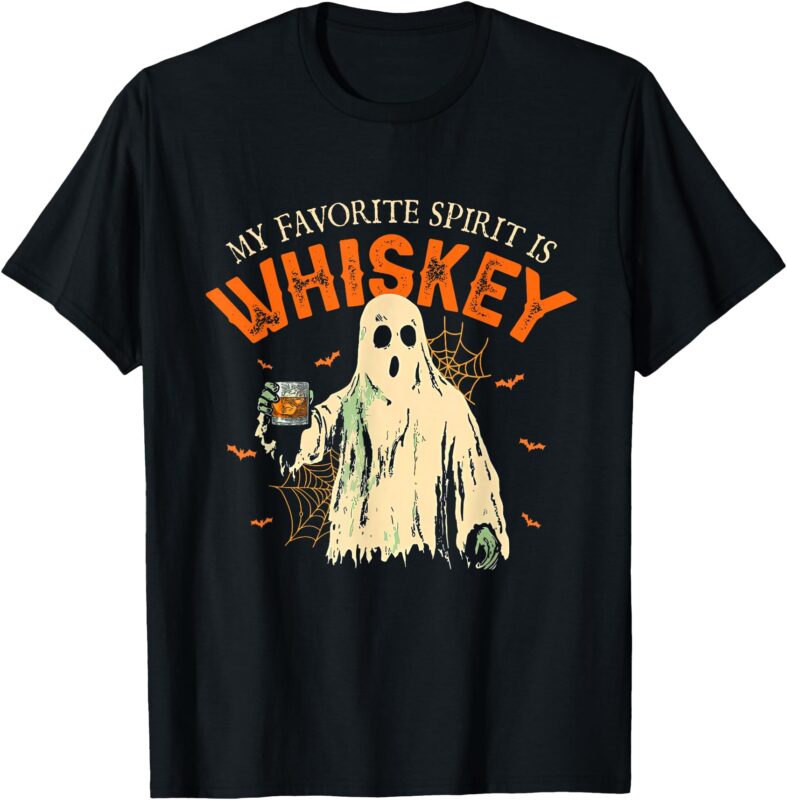 My Favorite Spirit Is Whiskey Funny Ghost Halloween Costume T-Shirt