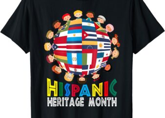 National Hispanic Heritage Month Children Latin Flags Kids T-Shirt