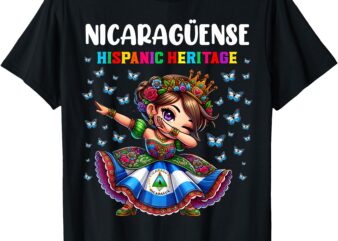 Nicaragua Hispanic Heritage Month Celebration girls kids T-Shirt