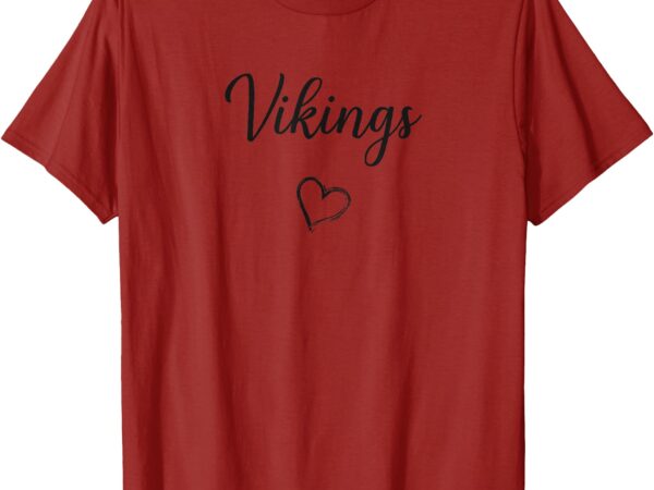 North posey vikings above small heart t-shirt