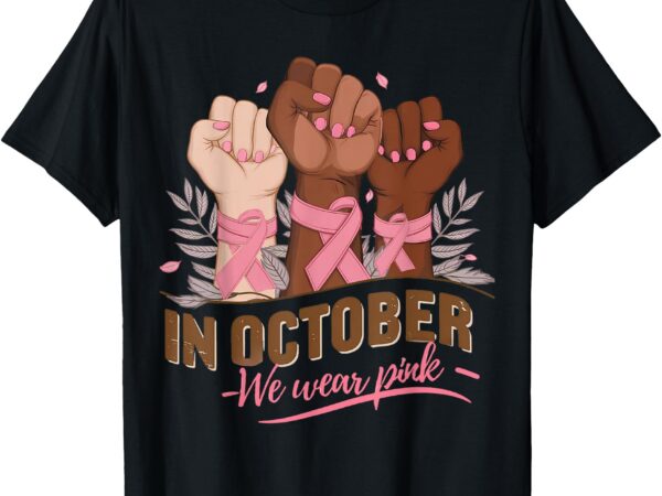 October we wear pink halloween breast cancer awareness t-shirt