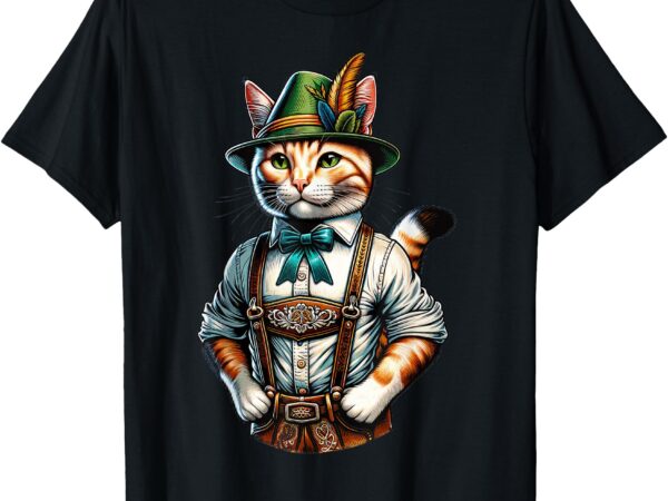 Oktoberfest cat funny german bavarian lederhosen cat lover t-shirt