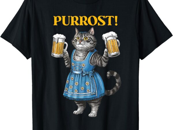 Oktoberfest cheers prost german cat drinking beer purrost t-shirt