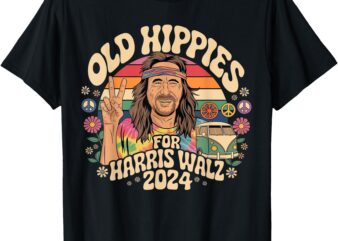 Old Hippies For Harris Waltz 2024 Election Kamala Harris T-Shirt