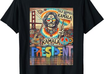 Old Hippies for Kamala 2024 Peace & Love Campaign T-Shirt