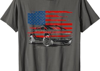 Patriotic American Flag Red White and Blue with Syber Truck T-Shirt