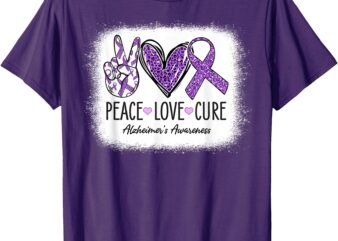 Peace Love Cure We Wear Purple for Alzheimer’s Awareness T-Shirt