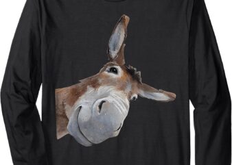 Peach-Bruh Funny Donkey Art Donkey Head – Smile – Eagerlys Long Sleeve T-Shirt