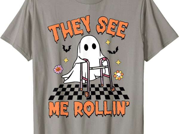 Physical therapy halloween they see me rolling spooky pt pta t-shirt