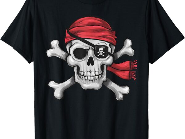 Pirate skull crossbones halloween costume men boy kids t-shirt