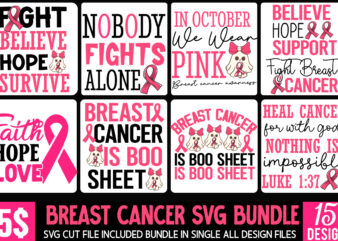 Breast Cancer t-Shirt Design Bundle,awareness Month SVG Bundle,Her Fight Is Our Fight Svg Png, Breast Cancer Awareness Svg,Breast Cancer Awa