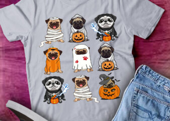 Pug Halloween Dog Pug Mom Funny T-Shirt ltsp