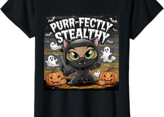 Purr-fectly Stealthy Halloween Ninja Cat T-Shirt