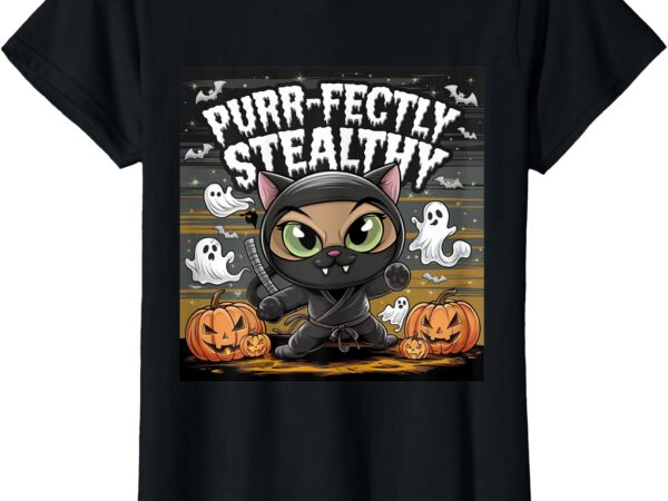 Purr-fectly stealthy halloween ninja cat t-shirt